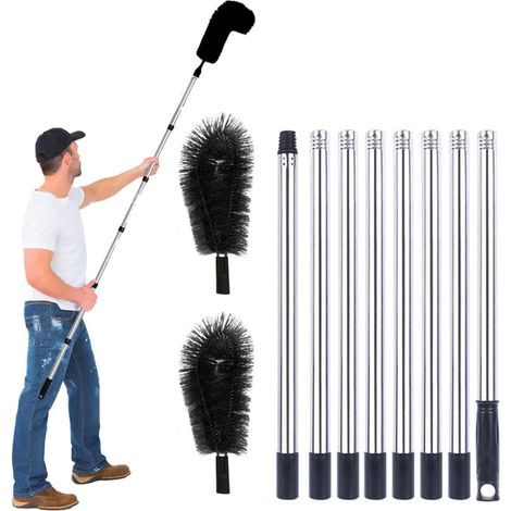 3,2 M Brosse Nettoyage GouttièRe, Perche De Nettoyage Telescopique Brosse Outil Nettoyage Toiture Facile à Enlever Les Feuilles (1/5)