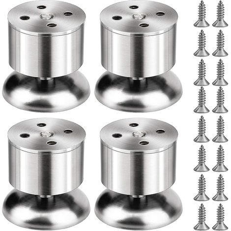 Set aus 4 Tischbeinen aus Edelstahl, verstellbare Küchenmöbelbeine, mit Schrauben (Höhenverstellbereich von 0 bis 10 mm), für Zuhause, Büro, Küche oder Sofa. (1/5)