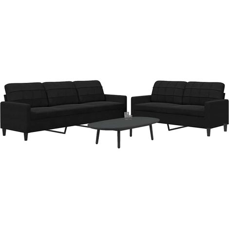 Ensemble de 2 canapés 2 et 3 places en velours noir avec coussins, 52.5kg - PANGIVO (1/5)