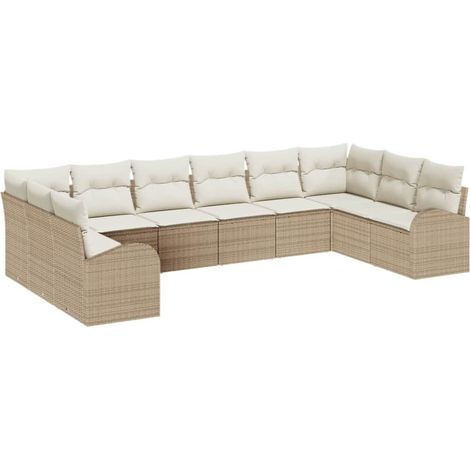 Maison Exclusive - Set Divano da Giardino 10 pcs Beige e Bianco polyrattan