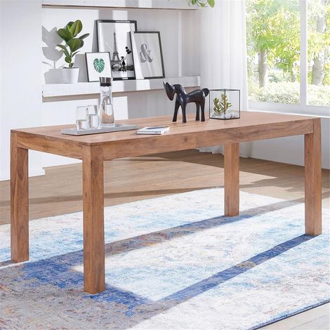 Esstisch Massivholz Akazie 120 cm Esszimmer-Tisch Holztisch Design Küchentisch Landhaus-Stil dunkel-braun B/H/T ca. 120/76/60cm (1/5)