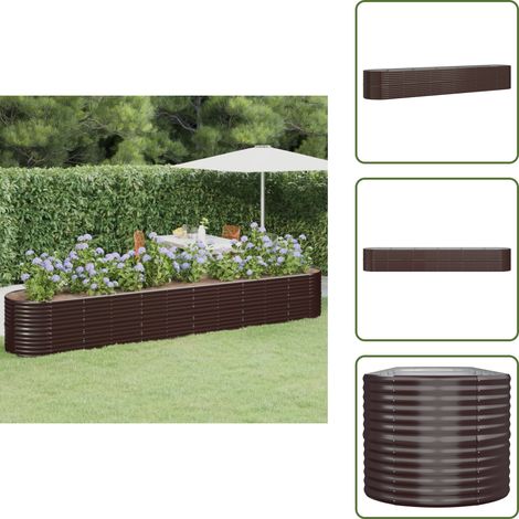 Hochbeet Pulverbeschichteter Stahl 440x80x68 cm Braun - Hochbeet - Pulverbeschichtet - Stahll - Gartengeräte - Outdoor Dekoration (1/5)