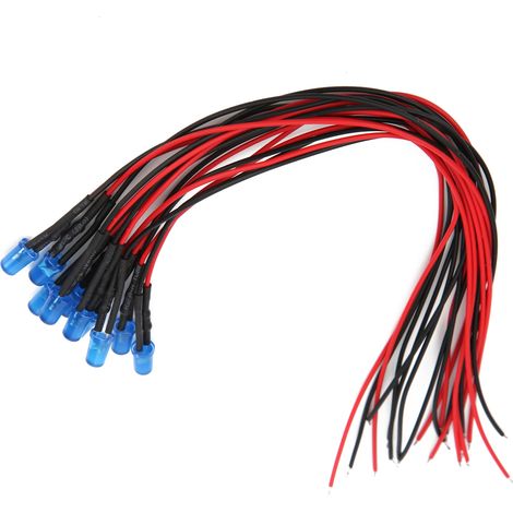 100 pièces LED 5mm bleues 12V avec fils 20cm, ampoules DEL pré-câblées pour décoration (1/5)