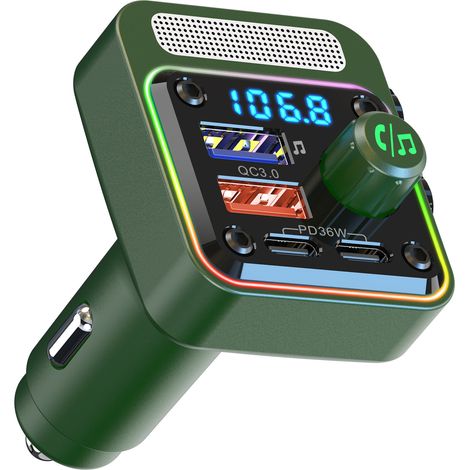 BC91 Auto-MP3-Player, USB-Stick, verlustfreie HiFi-Musikwiedergabe, 36-W-Dual-PD-Schnellladefunktion, Bluetooth-FM-Transmitter fürs Auto – Grün (1/4)