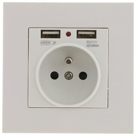 Presa a muro, presa di corrente a muro con doppia porta USB 5V/2100mA, presa a incasso con 2 porte USB, comoda e facile da usare.