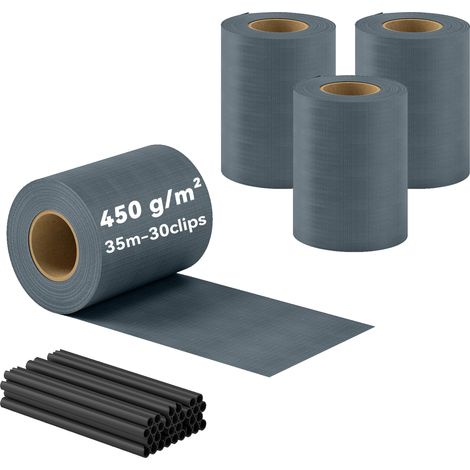 Brise-vue en rouleau - bande de protection visuelle - Outsunny - occultant 140m 450g/m² 120 clips de fixation anti-UV - PVC - gris