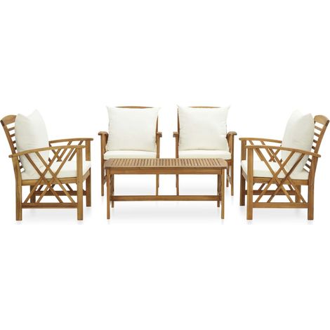 Salon de jardin 5 pcs Contemporain, Ensemble repas de jardin, avec coussins Bois d'acacia solide OIB1647E (1/5)