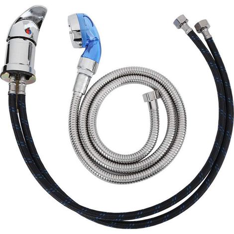 Robinet pour bac à shampoing, lavabo en céramique thaïlandaise, mitigeur eau chaude/eau froide, accessoires de salon de coiffure, sortie d'eau en cuivre pur. (1/5)