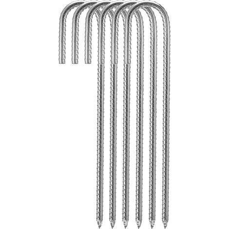 Ancrage au sol pour trampoline, lot de 6 piquets de 30 cm galvanisés, clous d'ancrage pour tente avec pointe biseautée, idéaux pour fixer clôture, tente, filet, trampoline ou bâche.