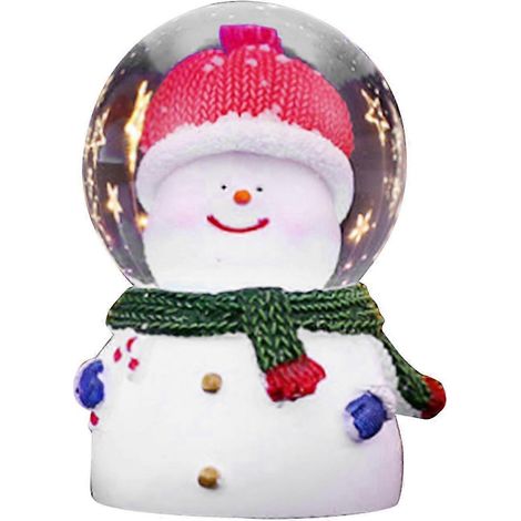 Boule à neige de Noël lumineuse à couleurs changeantes, décoration en résine et verre, boule de Noël avec petit bonhomme de neige à grosse tête (1/5)