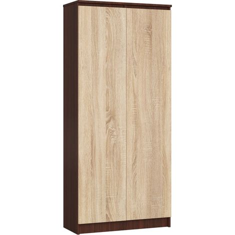 Librería AKORD R80 Wenge 80 cm 2 puertas frente en color Roble Sonoma 4 estantes 80x35x180 cm (1/4)