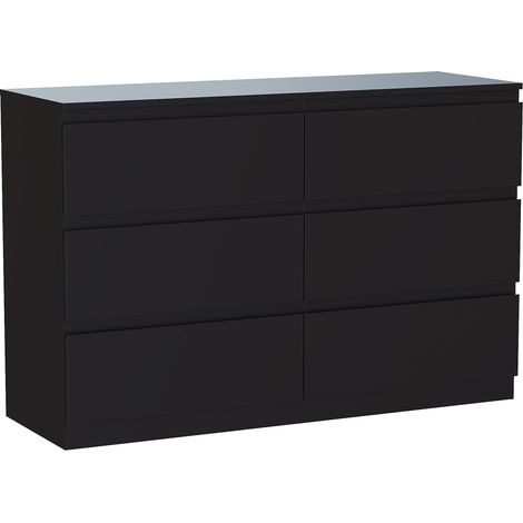 Denver 6 Drawer Chest of Drawers Bedroom Storage Furniture, Black (1/5)