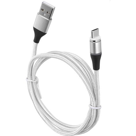 5A Schnellladekabel (3-in-1) mit geflochtenem Nylon-Magnetanschluss für iPhone und Android (USB-C/Micro-USB) – Weiß (1/5)