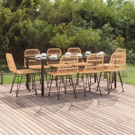 Ensemble Table et Chaises de Jardin 9 pcs - Ensemble Table à manger + 8 chaises Résine tressée BV249331 - BonneVie (1/5)
