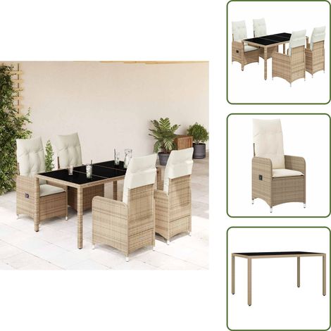 5-tlg. Garten-Bistro-Set mit Kissen Beige Poly Rattan - Bistro Set - Bistro Sets - Bistroset - Garten Bistro Set (1/5)