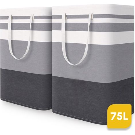 Lot de 2 paniers à linge - 75 L - Pliables - Trieurs de linge - Paniers à linge - Panier à linge pliable (1/5)