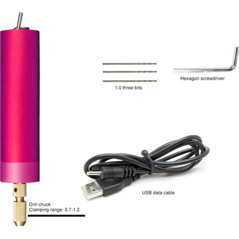 Mini perceuse électrique portable outil graveur polisseuse burineur bricolage set de 7 accessoires 5V 10W 8000 tr/min (1/5)