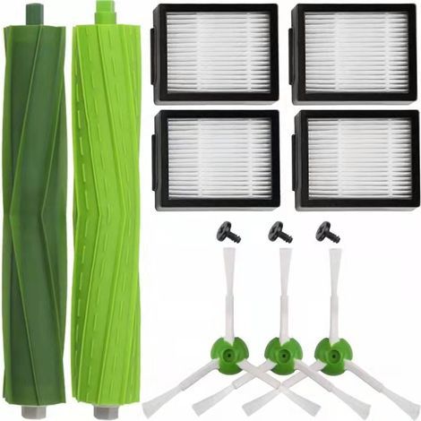 Kit de 12 pièces iRobot Roomba i7, i7+, E5, E6, E7 : brosses principales, brosses latérales, filtres HEPA et rouleaux caoutchouc. (1/5)