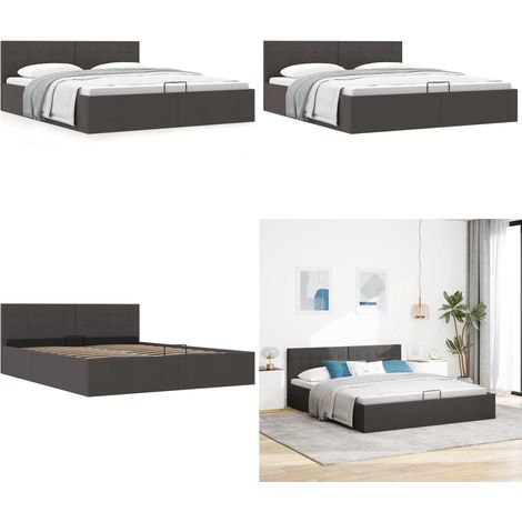 Giroletto con Contenitore Grigio Scuro in Tessuto 160x200 cm - Letto matrimoniale - Letto con contenitore