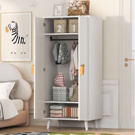 Kleiderschrank 70x55x170 cm aus weißem MDF mit integriertem Stauraum – MEUBLIV (1/5)