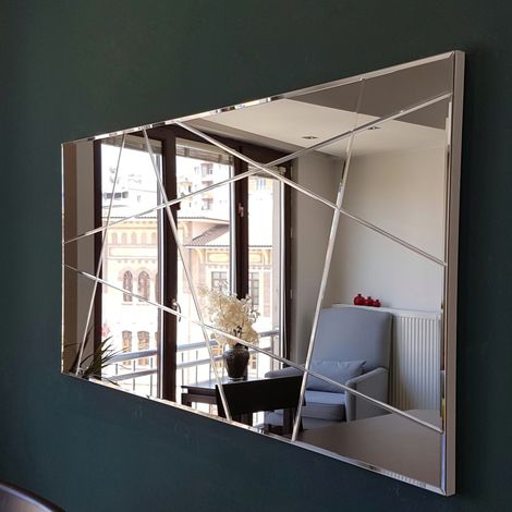 Spiegel Salve, geometrische Details, rechteckig, Struktur transparent, 62x130h cm, Braun Bronze (1/5)