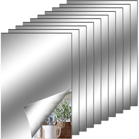 20 adesivi a specchio flessibili, adesivi decorativi autoadesivi in plastica effetto specchio (non vetro), per la decorazione di pareti di scuole e case (1015 cm) (1/5)