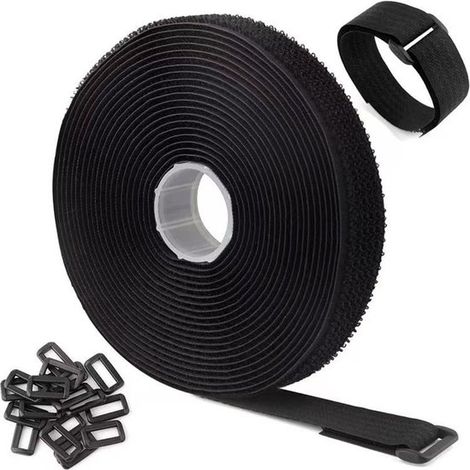 Kabelbinder,10 Meter lang,mit 50 Schlaufen,individuell zuschneidbar,2,5 cm breit,schwarz,geeignet für Zuhause (1/5)