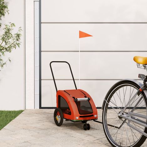 Remolque de bicicleta mascotas hierro tela Oxford naranja gris