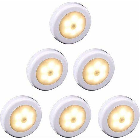 Kabellose LED-Leuchte mit Bewegungsmelder für Kleiderschrank, Treppenhaus, Flur, Küche, Schlafzimmer (6 Stück) (weißes Gehäuse (warmes Licht)) (1/5)