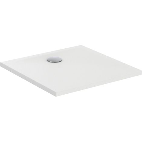 Receveur de Douche 80x80cm PORCHER Carré Okyris en Céramique Grès Fin Antidérapant Sans Bonde Blanc - P1021IG