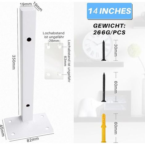 4 Pcs Équerre Étagère 35CM Support Étagere pour Murale Fixation, Supports d'étagère Murale,Robuste Support d’Angle,Support Flottant Industriels,Plateaux de Fixation Rétro en Métal avec Vis Blanc (1/5)