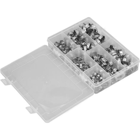 Lot de 130 colliers de serrage en acier inoxydable 304 pour tuyaux de carburant, destinés à un usage domestique, automobile, plomberie et industrie. (1/5)