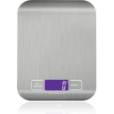 High-Precision Electronic Kitchen Scale 5000g/1g with Backlit LCD Screen, 6 Units and Tare Function, Stainless Steel, Smart Digital, Multifunctional Food Scale (1/5)