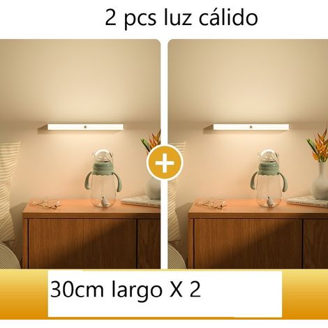 Jandei - Luz Armario 30cm Cálido 3000K con Sensor Movimiento Recargable USB Pack x2 Luz Batería - Pilas