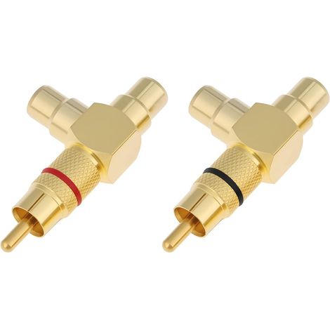 RCA Y-Adapter Audio Adapter (2 Pieces): 1 Male to 2 Female. Compatible with Computers, CD/DVD Players, and Set-Top Boxes. (1/5)