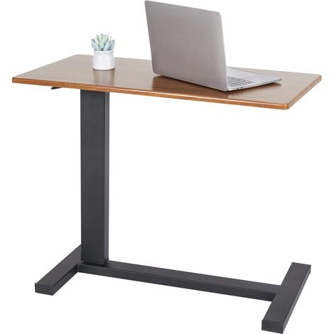 Unho – Table roulante réglable en hauteur 66-89.5 cm – Plateau 80x40 cm en MDF et métal – Roulettes cachées pour lit médical et bureau