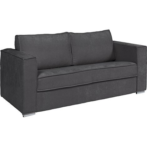 Divano letto 3 posti a ribalta Posto letto 140cm Materasso 18cm in Tessuto testurizzato Grigio antracite - LORETO (1/4)