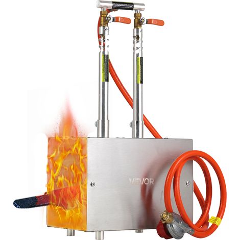 VEVOR Fragua de Gas Propano Portátil, con 2 Quemadores con Válvulas Ajustables, 1427 °C, de Forma Cuadrada, Acero Inoxidable, Horno de Fusión para Uso en Forja de Metales, 300 x 180 x 525 mm