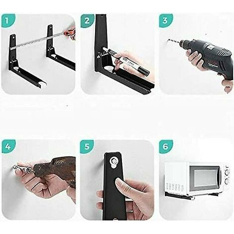 2 Pieces Microwave Rack With Arm, Steel Microwave Bracket, Wall Mounted Microwave Bracket, Wall Mount Microwave Shelf, For Home Kitchen Accessories (w (1/4)