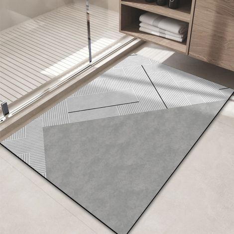 LAN terre de diatomées d'angle 5080cm Tapis de sol en terre de diatomées, tapis antidérapant pour salle de bain, tapis absorbant et à séchage rapide pour l'entrée des toilettes (1/5)