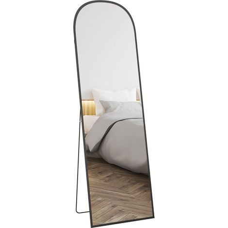 162cm Aluminium Frame Standing Mirror - Black (1/5)