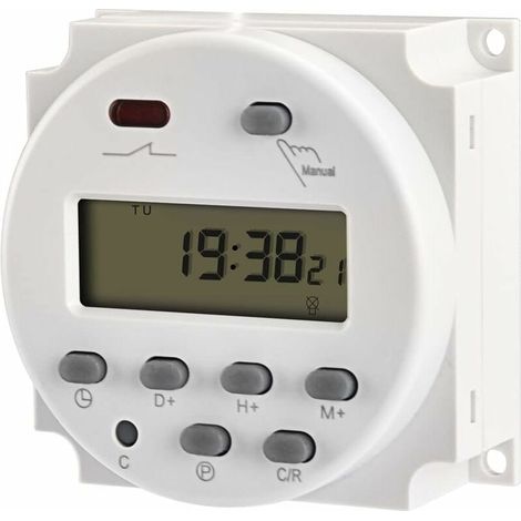 Programmateur Numérique LCD Semaine Entière 12V 16A SPST (1/2)