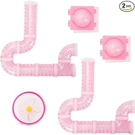 tubes pour hamster - Tunnel d'aventure - Tube externe - Connexion transparente - Jouet pour hamster - Accessoire pour hamster - Souris - Petits animaux - Rose