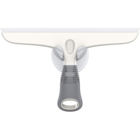Limpiacristales multifuncional de silicona, limpiador de vidrios, limpiador de mamparas de ducha, limpiador de ventanas de coche, potente ventosa, blanco y gris, 1 unidad
