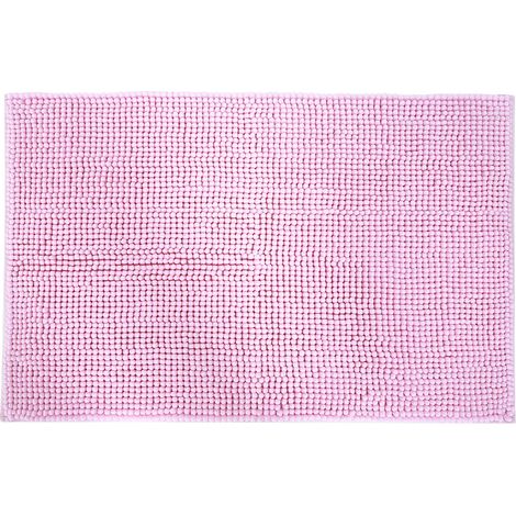 Tapis antidérapant absorbant pour salle de bain salon, motif chenille, non glissant, rose (1/5)