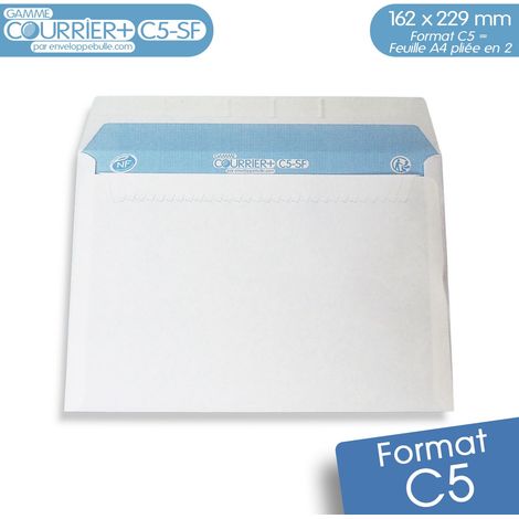 Lot de 100 Enveloppes blanches C5 - gamme Courrier+ (sans fenêtre)