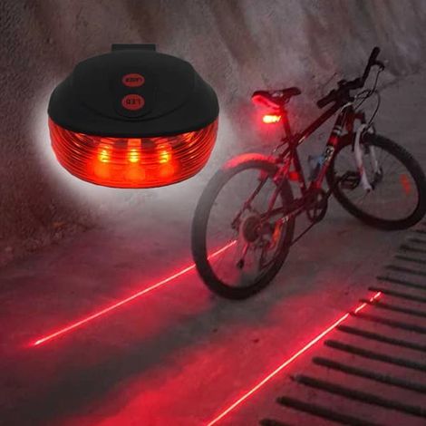 Ecleanfy - Feu arrière de vélo étanche Beam Bike Logo avec 2 lasers et 5 LED rouges, 4 modes de clignotement, accessoire de sécurité nocturne (1/5)