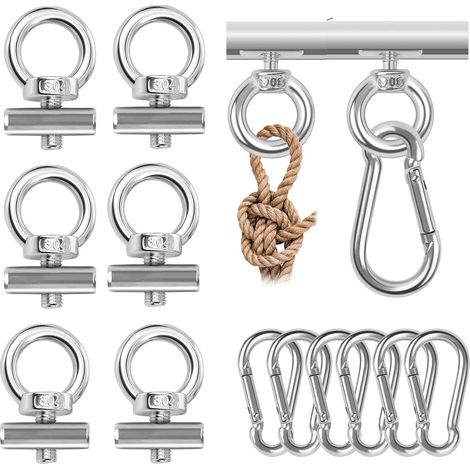 Lot de 6 stoppers de tente avant en acier inoxydable, butées de rail de passepoil, crochets pour auvent, kit de blocage pour rail de passepoil pour caravane, camping-car, bateau (1/5)