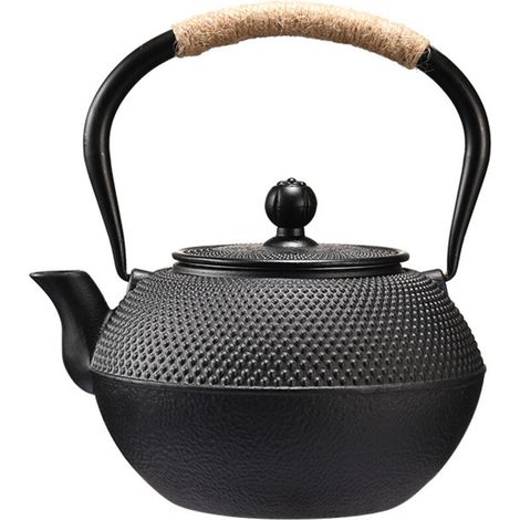 Théière en fonte de 1200 ml pour la cuisine, résistante – Noire