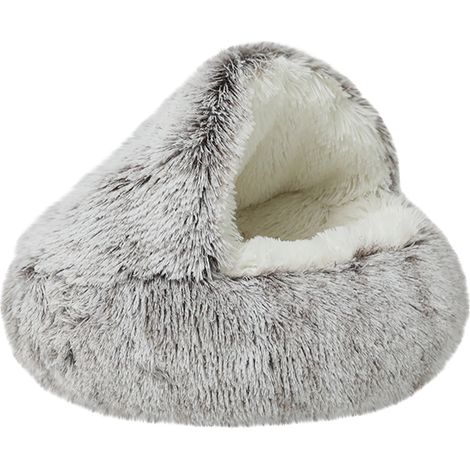 Lit Pour Chat - Tapis Douillet En Peluche Longue - Bord Surélevé Pour Sécurité - Fond Anti-Dérapant Et Résistant À L'Eau - 35 cm - 1 Pièce